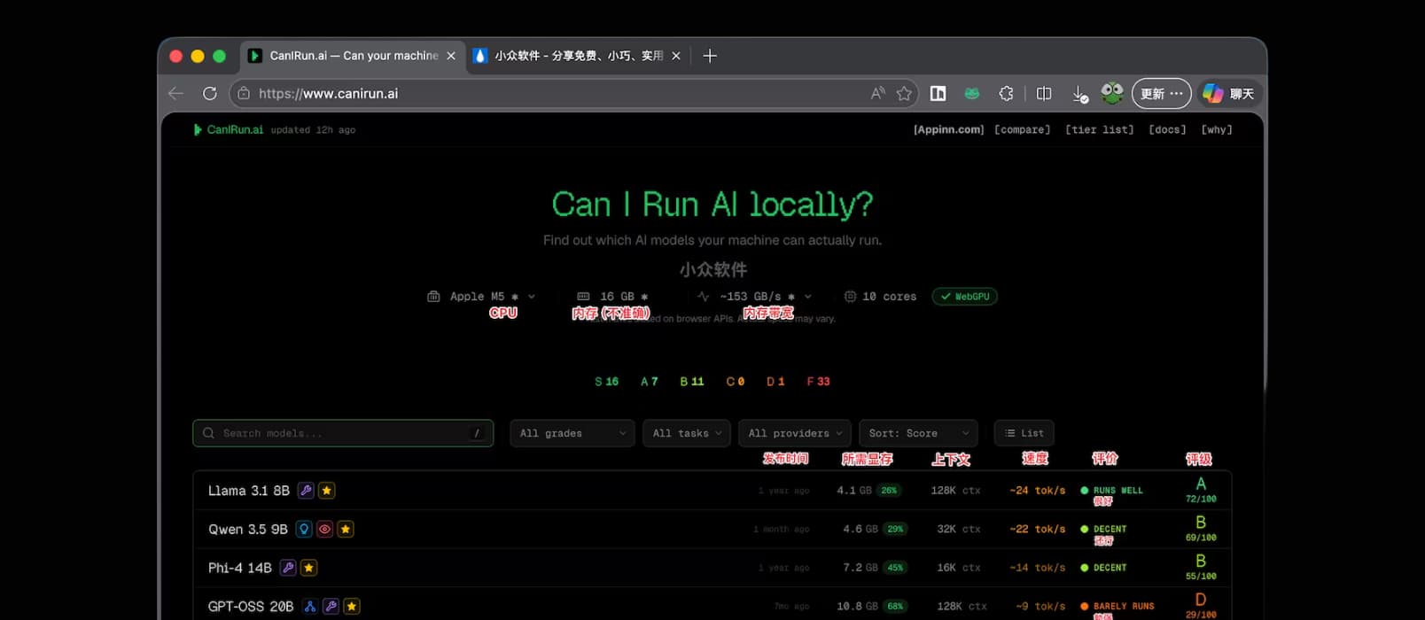 CanIRun.AI – 你的电脑能跑哪些本地 AI 大模型？这个网站打开就能看到