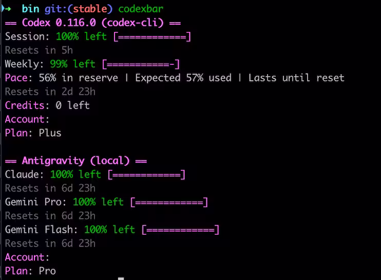 CodexBar - 愿你的 Token 永远用不完：实时显示大模型剩余额度[macOS/Linux] 3
