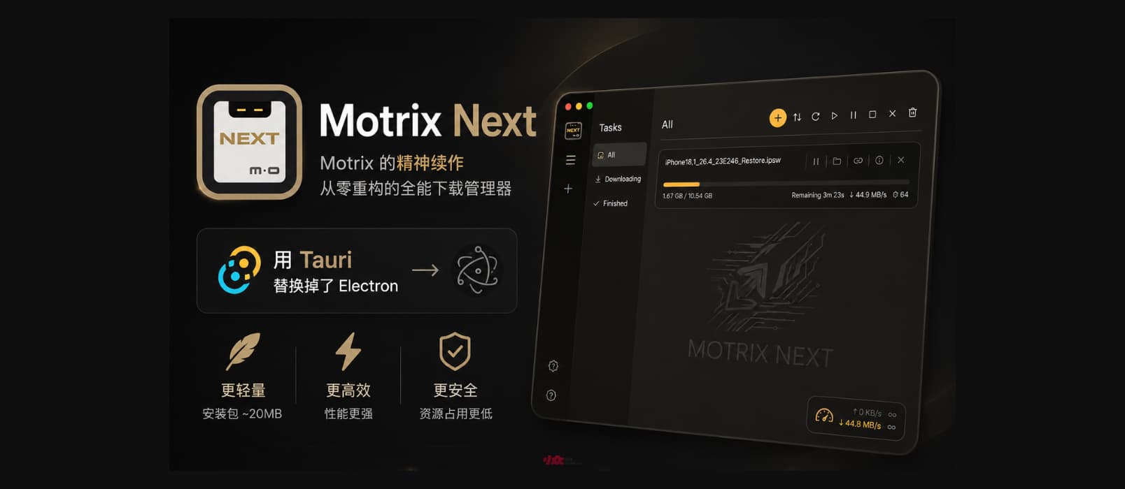Motrix Next - 全功能开源下载工具，不使用 Electron 的 Motrix 精神续作 1