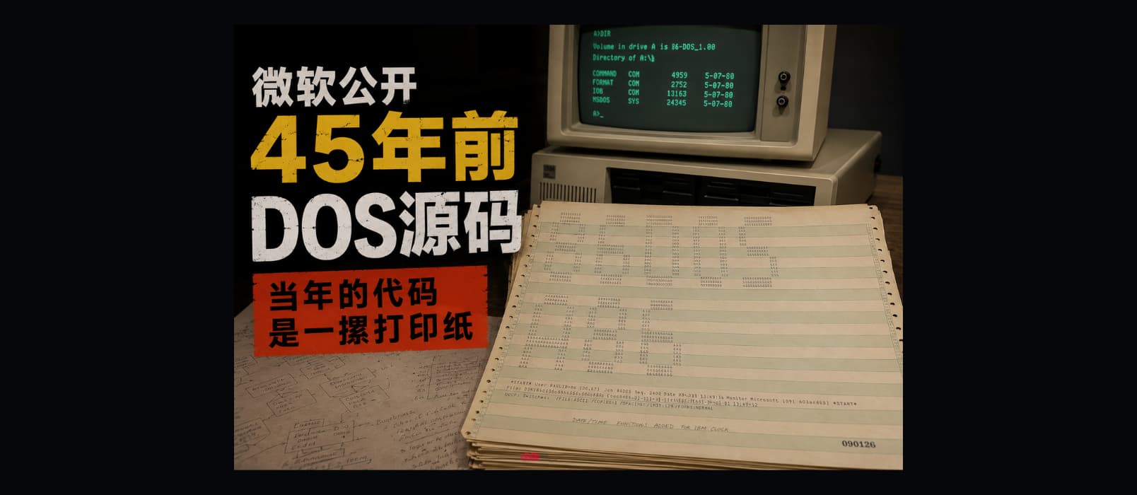 微软公开 45 年前 DOS 源码：当年的代码是一摞打印纸