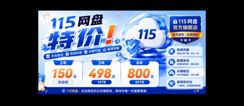 115 网盘特价：2年150（无空间），3年498，8年800｜比买硬盘划算 5