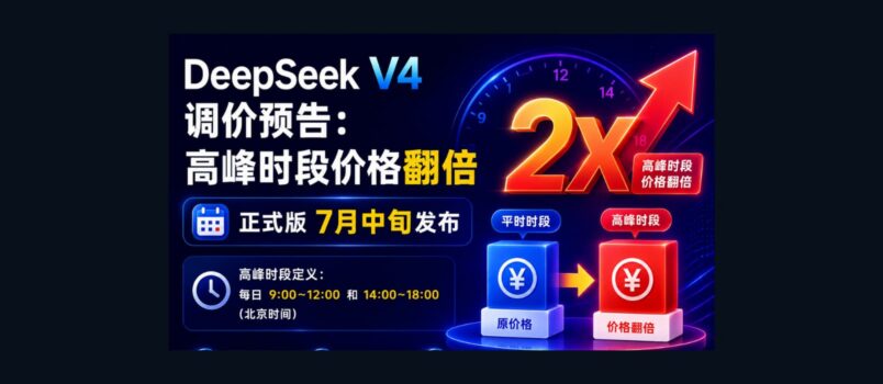 DeepSeek V4 调价预告：高峰时段价格翻倍，正式版7月中旬发布 2
