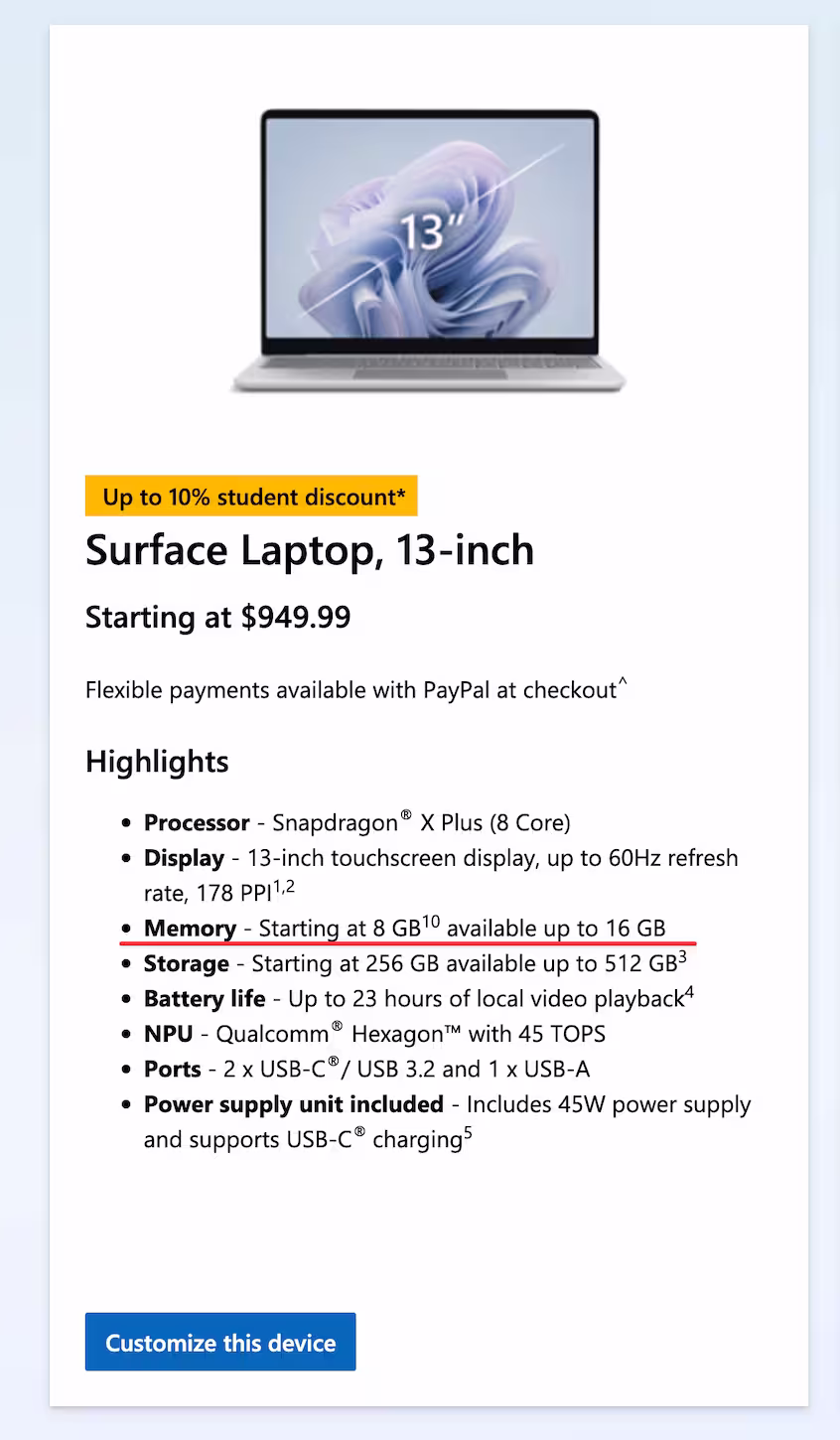 微软更新 Surface 产品线，推出 8GB 内存版本