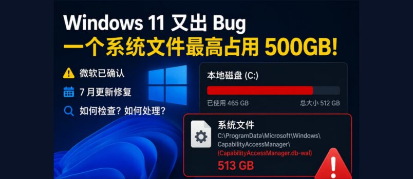 微软承认：Windows 11 这个 Bug，最高能吃掉 500GB 硬盘空间｜请检查你是否受到影响 5
