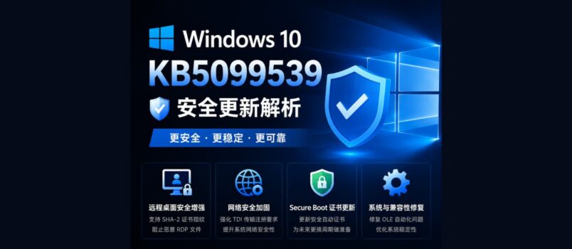 微软发布 Windows 10 KB5099539 安全更新，下载达 1067MB 5