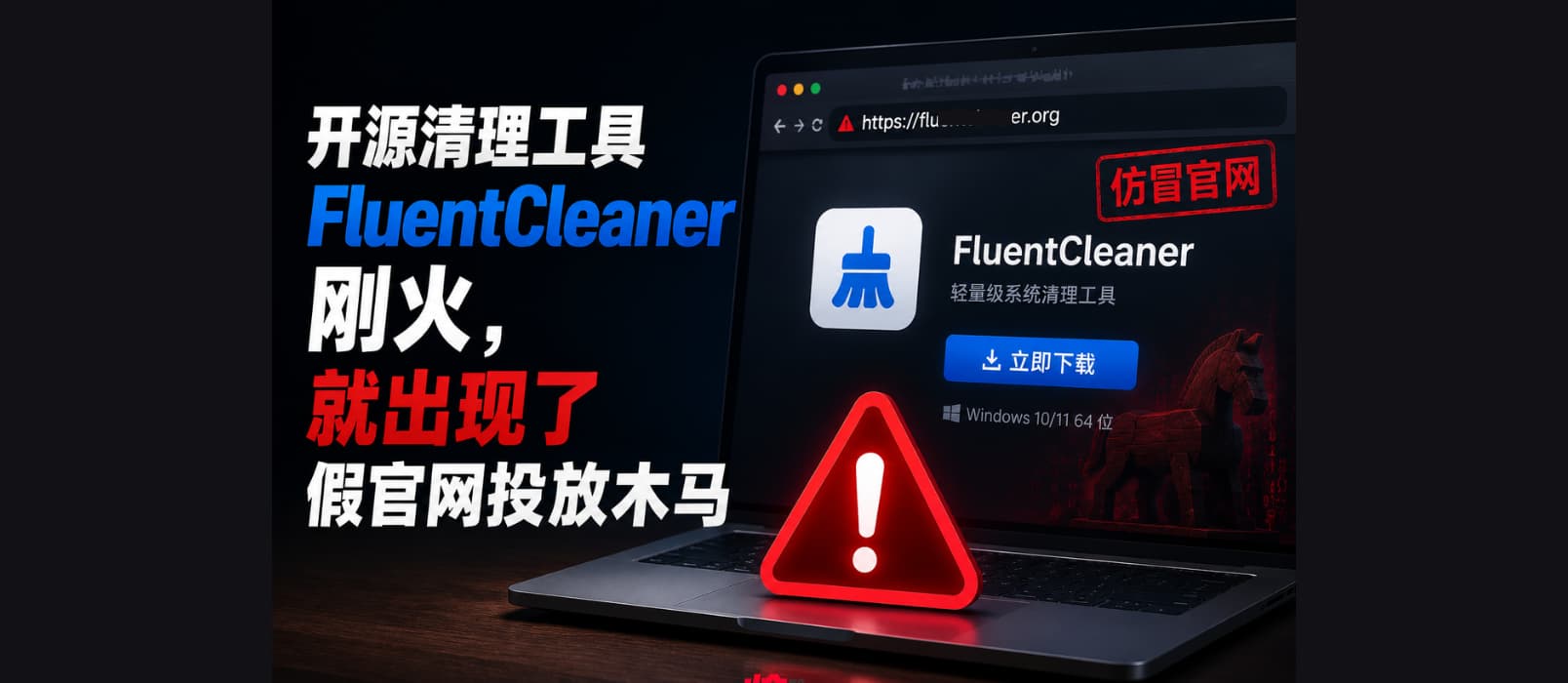 开源清理工具 FluentCleaner 刚火，就出现了假官网投放木马