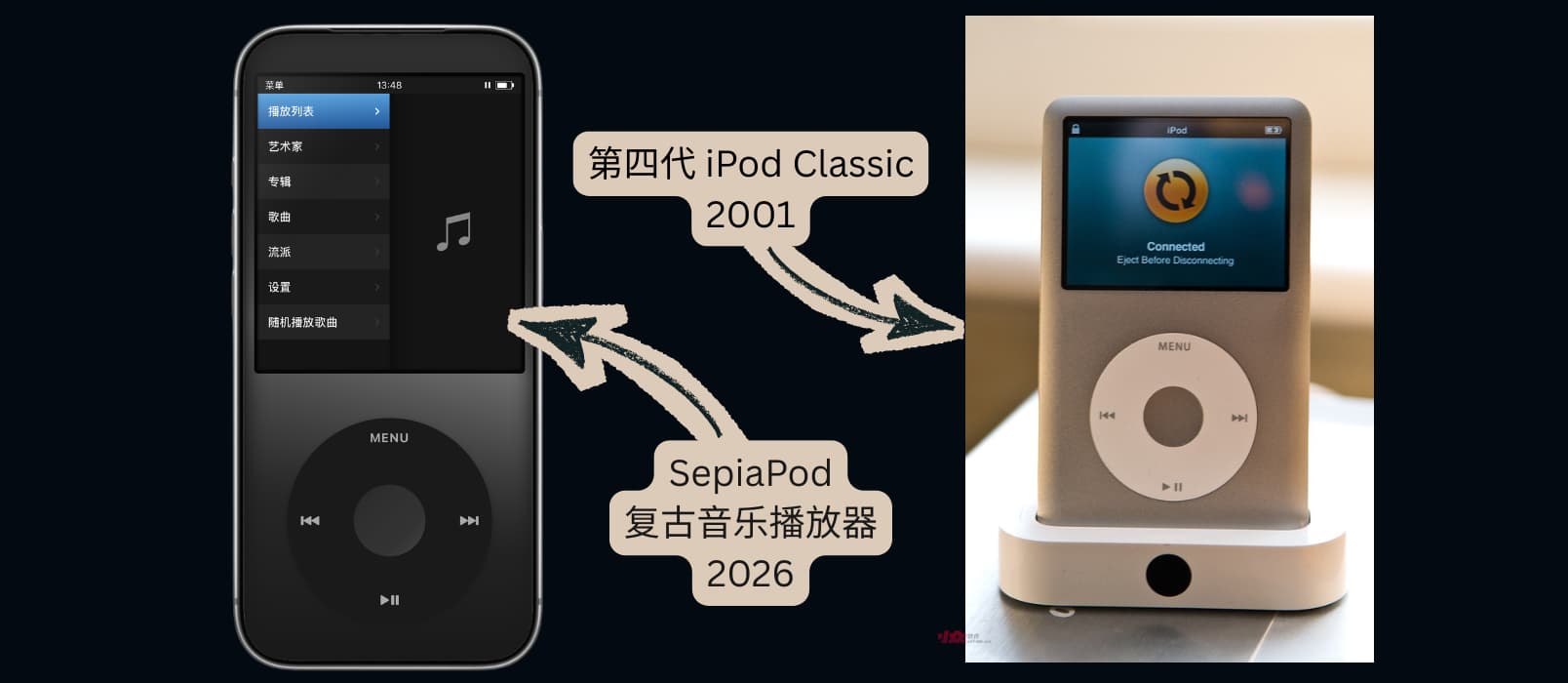 SepiaPod – 25年前 iPod Classic 复古音乐播放器，iPhone 限免