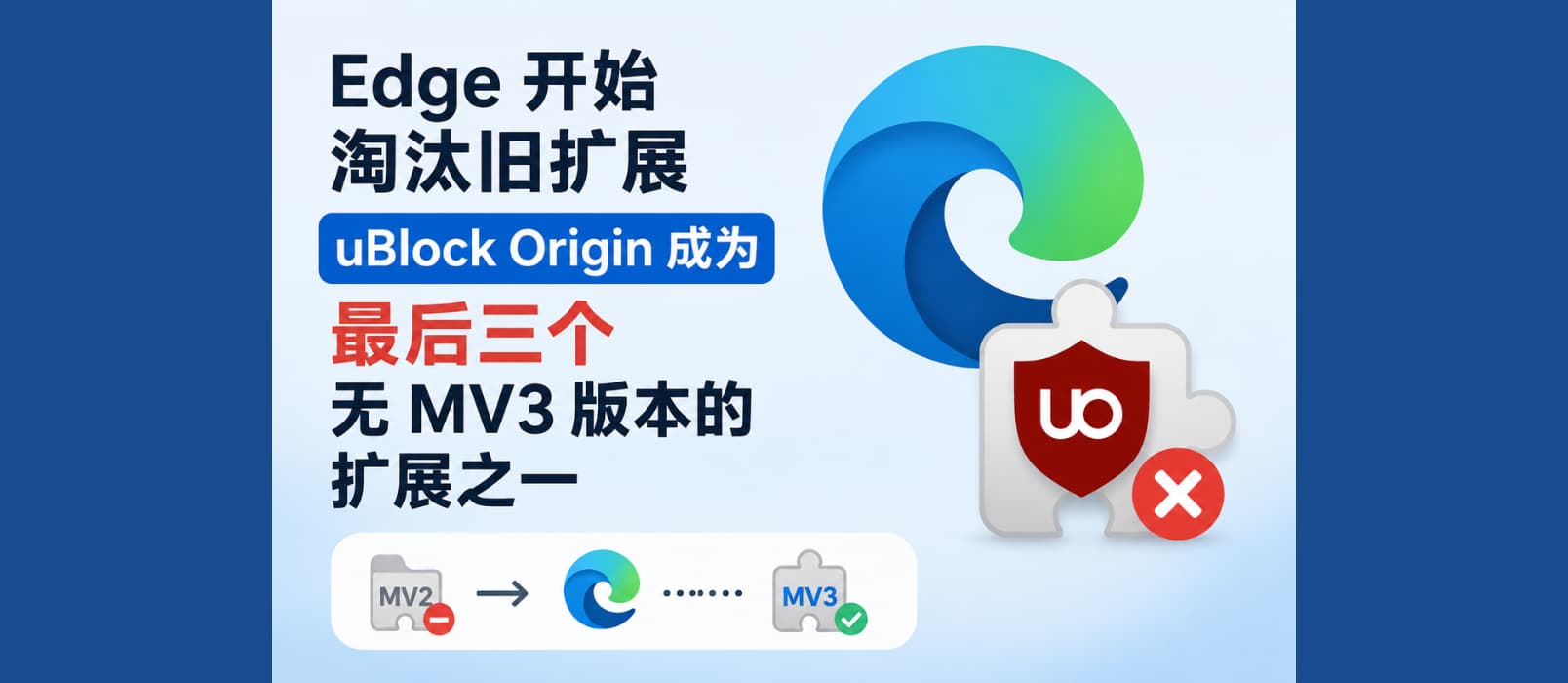 Edge 也开始屏蔽旧扩展，uBlock Origin 将成为唯三无法迁移 MV3 的扩展之一