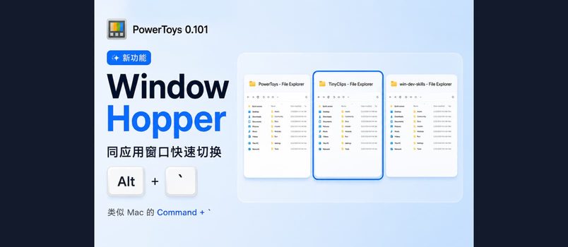 PowerToys 0.101 发布：Windows 向 macOS 看齐，新增同应用多窗口间快速切换 4