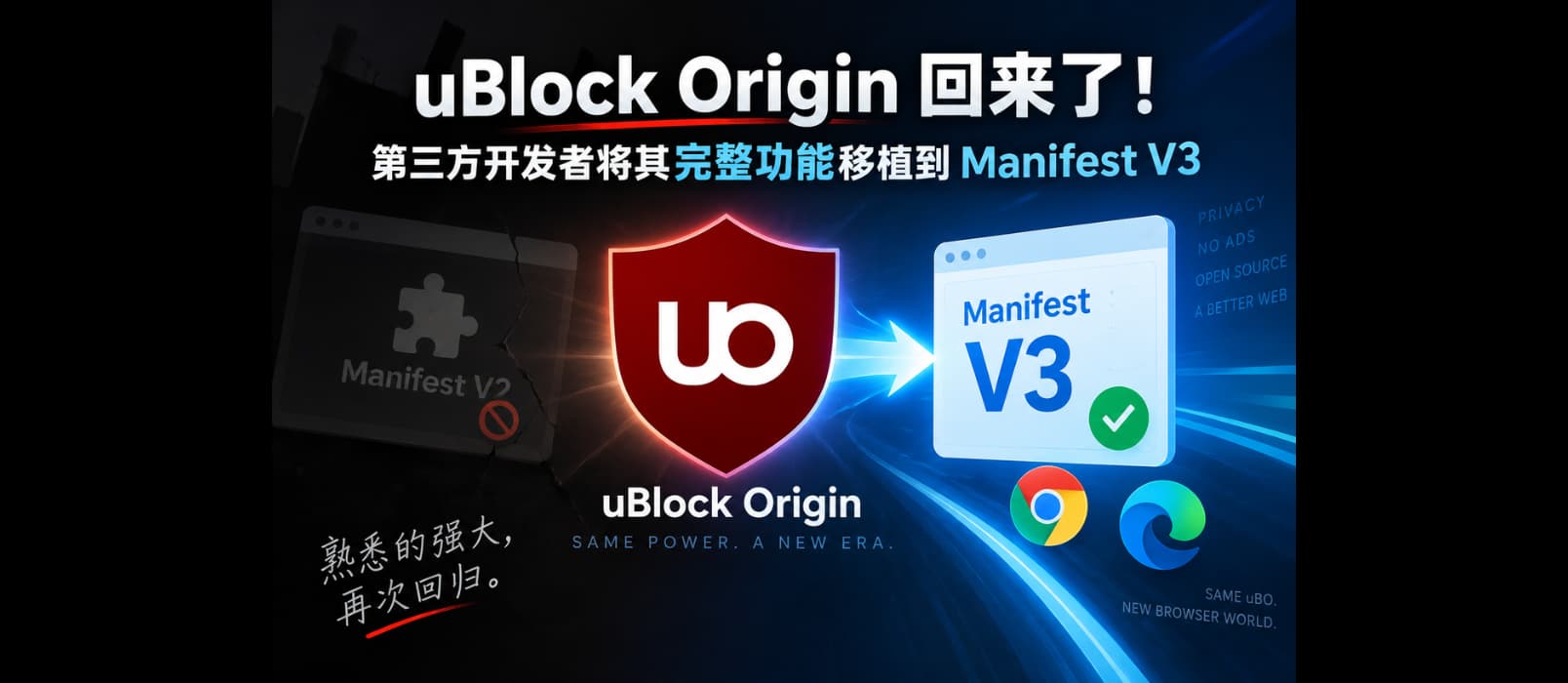 uBlock Origin 回来了!第三方开发者将其完整功能移植到 Manifest V3 1