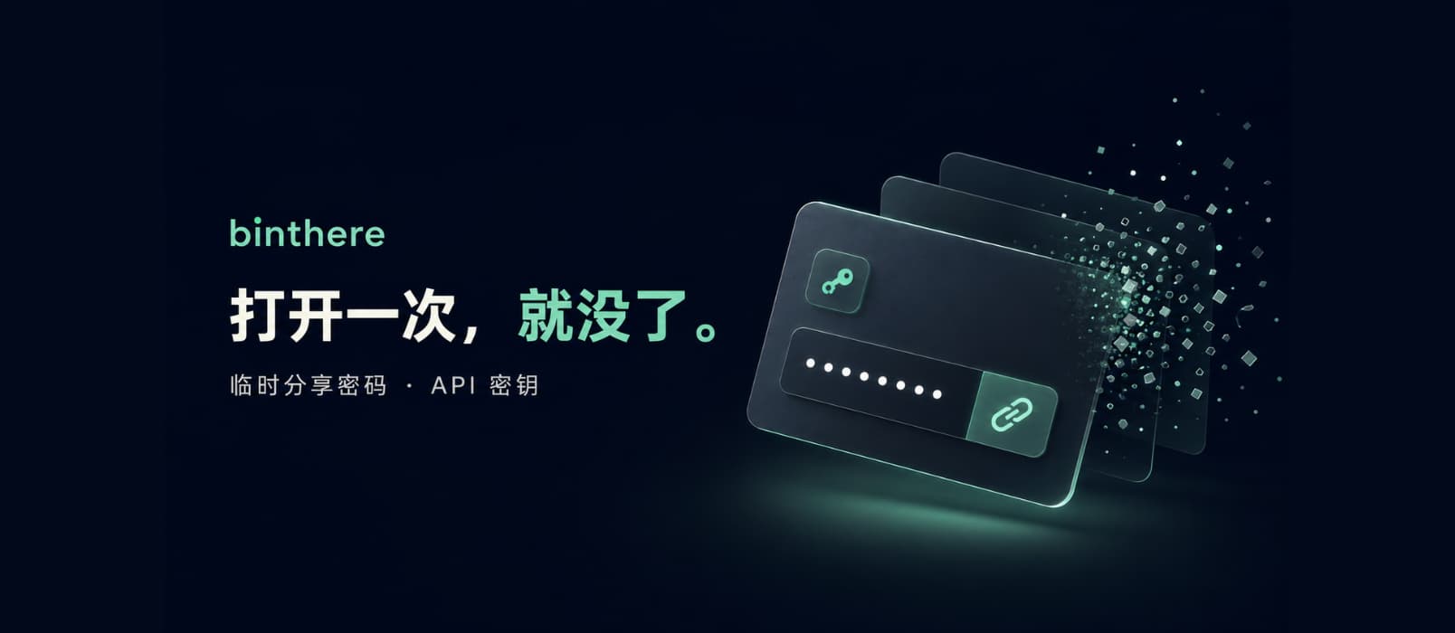 给别人发密码、API 密钥，不想留在聊天记录里？试试 binthere