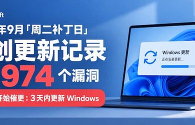 微软 2026 年 9 月“周二补丁日”再创更新记录：修复 974 个漏洞，并开始催更 Windows，最好 3 天内更新 10