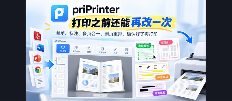 priPrinter：一个「打印前编辑器」，裁剪、标注、多页合一，确认好了再打印 5