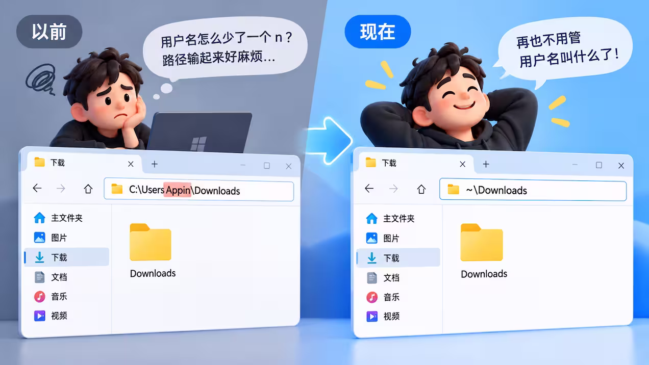 Windows 11 终于认识波浪线 ~ 了：和 Linux、macoS 一样直达用户目录 4