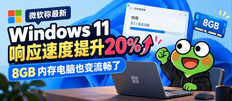微软称最新 Windows 11 响应速度提升 20%,8GB 内存电脑也变流畅了