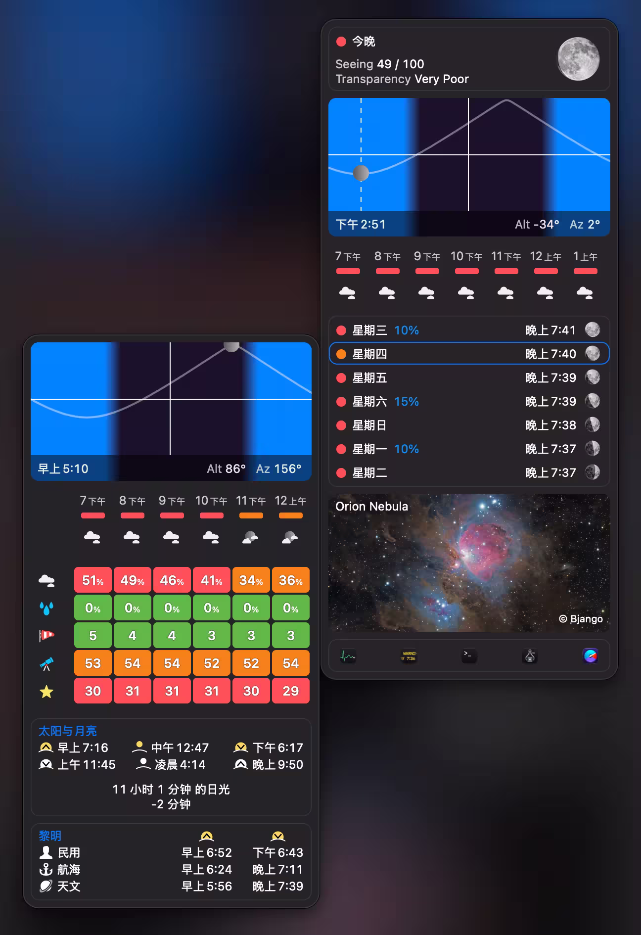 iStat Menus 7.5 新增「Astronomy（天文学）」功能